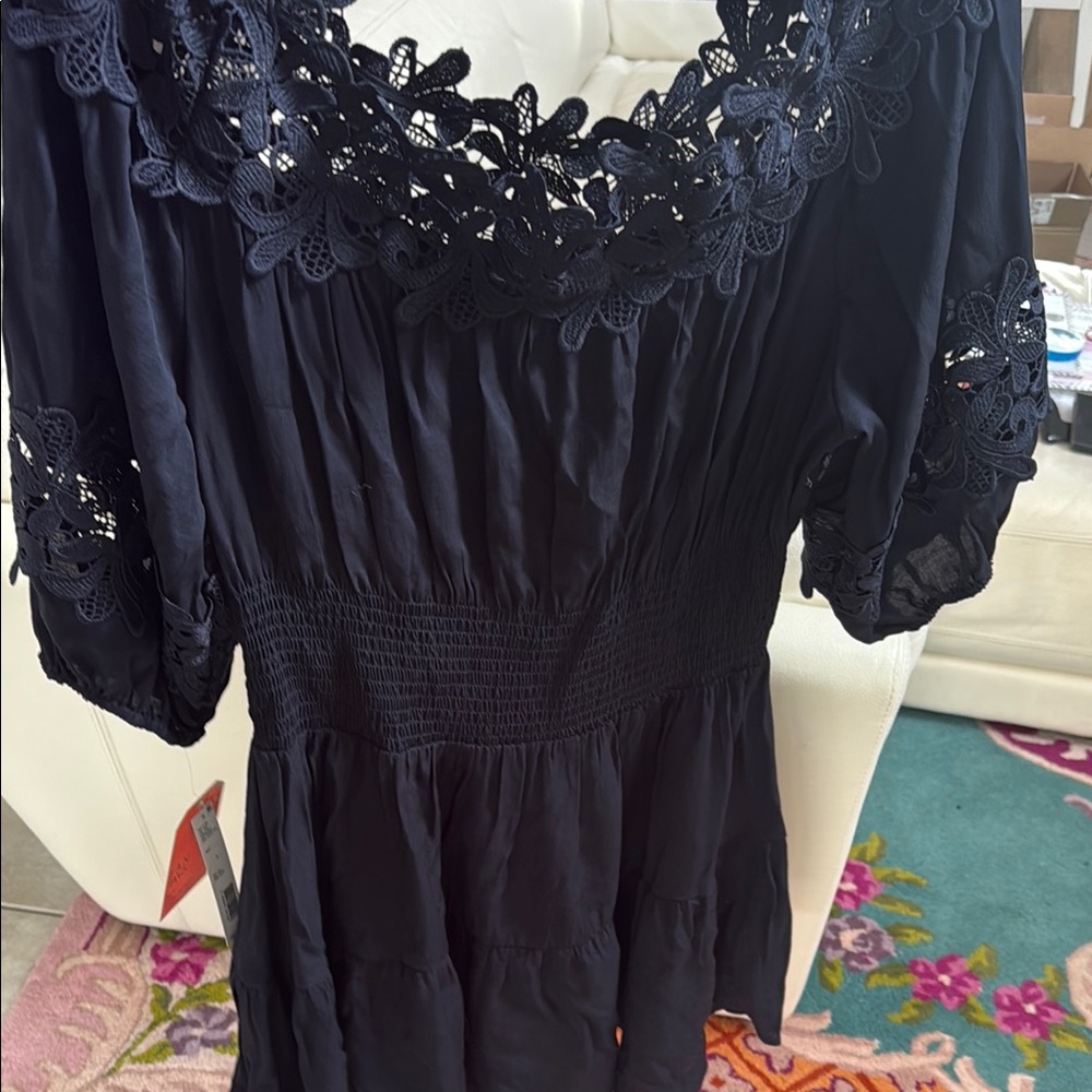 Elegant Navy Lace Dress